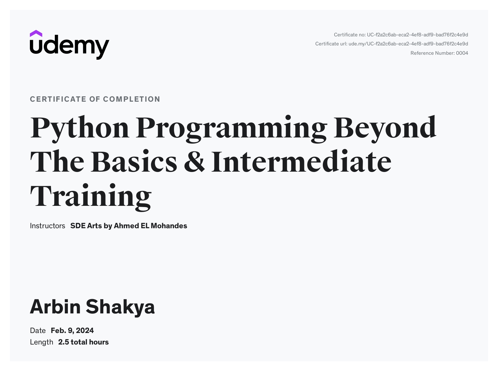 Python Certificate